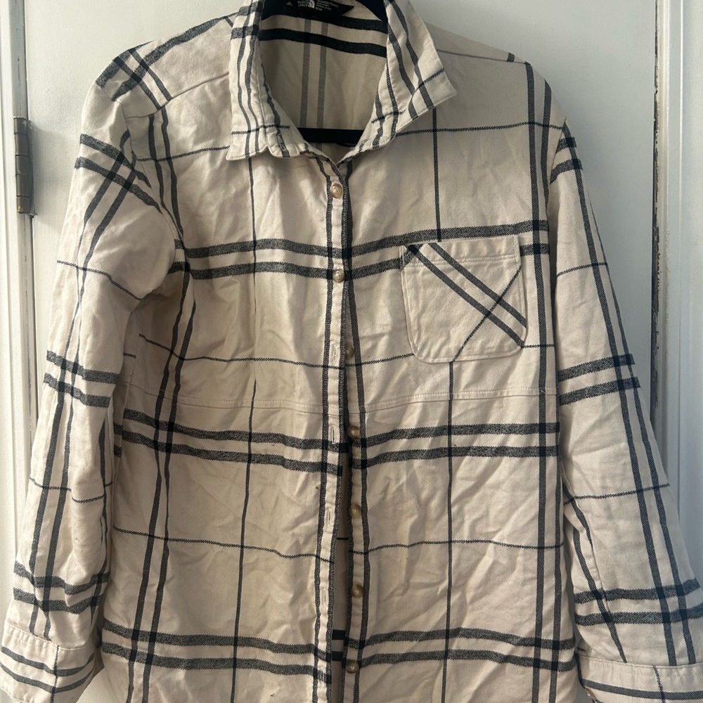 The North Face Cream and Black Checkered Utility Jacket